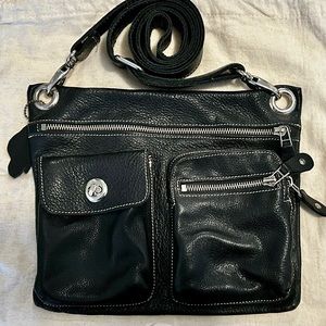 Roots black pebble grain leather cross body